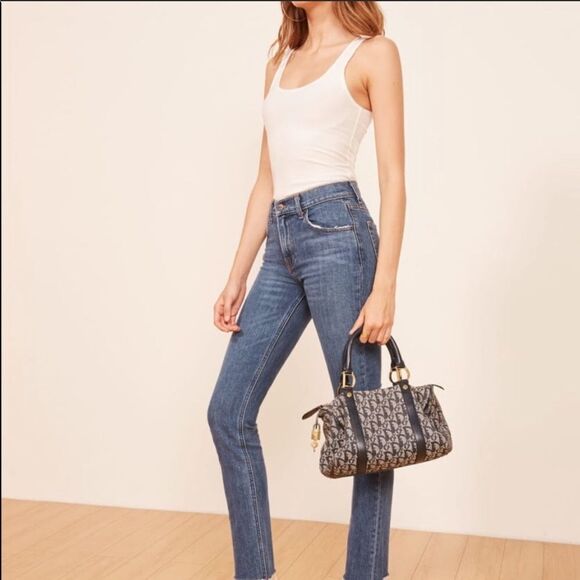 REFORMATION | Mid Rise Slim Jeans in Kasai with Raw Edge Hem Distressed Size 26 - Picture 3 of 11